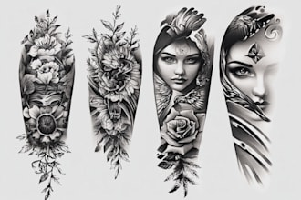 professionally design your sleeve tattoo , chest tattoo