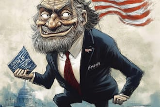 create a crazy political or satirical cartoon