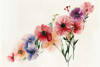 create a beautiful watercolor flowers tattoo design for you