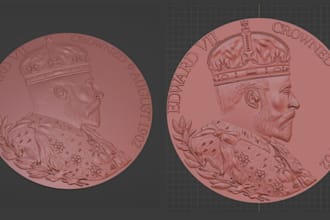 sculpt 3d relief coin model bas relief cnc design stl file, zbrush for printing