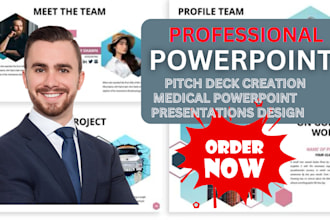 design  redesign powerpoint presentation, business, medical, pitch deck creation