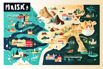 create a vector charming map illustration