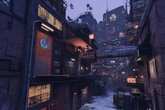 design an illustration of futuristic cyberpunk city