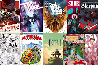 draw comic artist, cover design, coloring full pages marvel dc style
