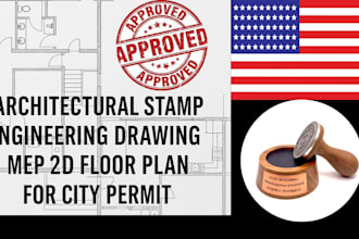 do architectural stamp engineering drawing mep 2d floor plan for city permit