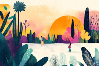 create your minimal landscape illustration