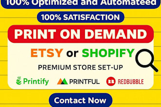 setup etsy shopify print on demand store with printify printful redbubble pod