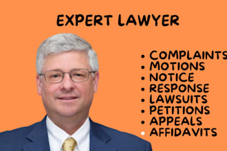 draft legal motions, lawsuits, complaints, petitions, legal appeal, case briefs