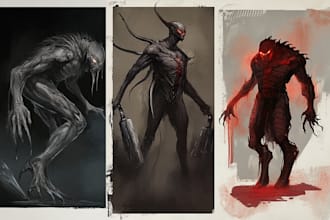 do sci fi horror and fantasy scene concept art illustrations