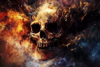 create dark art skull for your brand or band