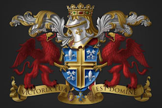 design a coat of arms regal heraldic family crest logo in 1 hour
