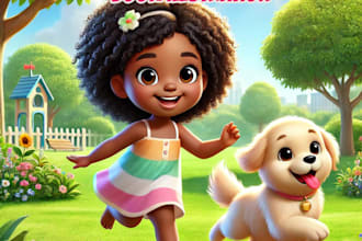 design 3d african american children story book illustration