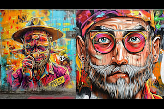 create unique street art graffiti artwork based in your pic