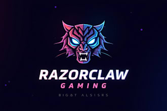 do tiger head robot esport mascot logo design with company