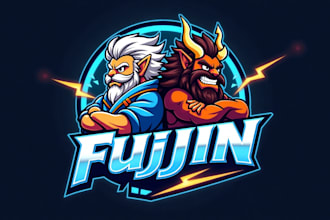 do fujin raijin esport mascot logo with company name