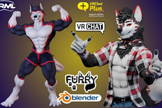 do unique 3d furry avatar, nsfw model, vtuber character for vrchat, vseeface