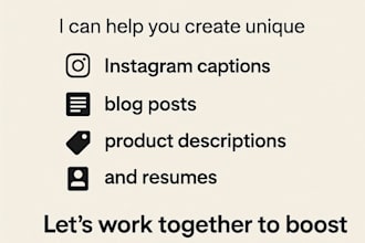 write instagram caption ,blogs ,product description and resume using ai