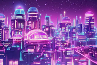 design an illustration of futuristic cyberpunk city