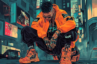 draw cyberpunk, lofi or streetwear anime illustrations
