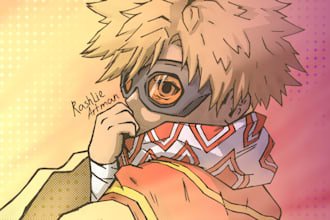 draw your oc or any shonen and seinen anime style character illustration