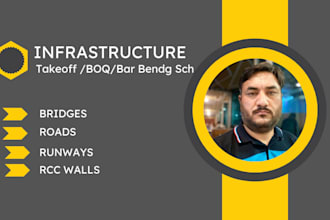 boq, takeoff, bbs and sow for bridges, roads, rcc walls, runways