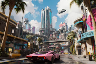 do cyberpunk futuristic city art