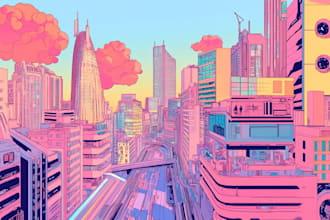 design an illustration of futuristic cyberpunk city