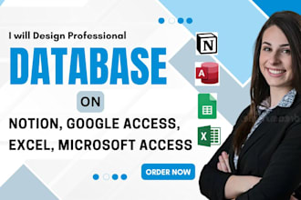 do notion template, database on google, microsoft access, excel, notion expert