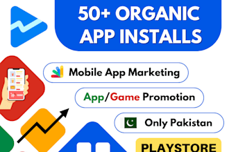 do android app promotion or game promotion to 50 real users for organic installs