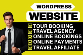 create tour, travel agency, tax booking, airport transfer, website in wordpress