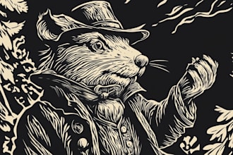 draw vintage mascot in linocut style for your brand