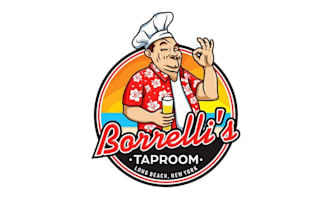 design beach themed italian taproom logo