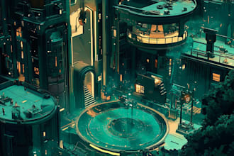 design cyberpunk futuristic city illustration