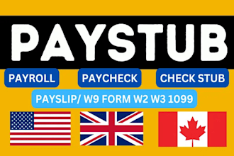 prepare w2, paystub, pay check, stubs, payroll slips