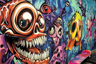 design canvas wall art in graffiti and street art style