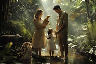 create a realistic family or group portrait from a photo