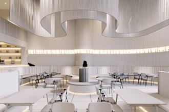 renovate restaurant interior,modern furniture set,ceiling lightplan,checked tile