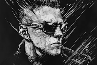 draw cyberpunk scribble art your portrait
