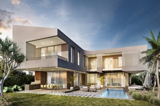 renew modern villa,cgi rooftop,deck design,cozy bedroom,luxry interior,d5 render