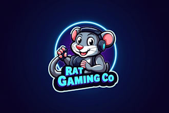 do rat gamer esport mascot logo with company