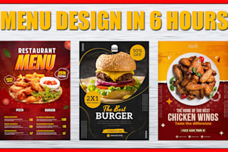 design restaurant menu, food flyer, poster and brochure