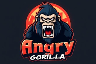 do angry gorilla mascot logo with business