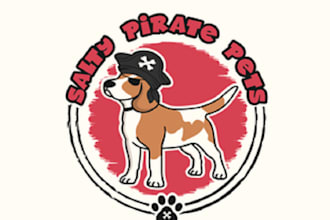 make awesome classic fun logo for salty pirate pets