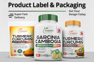do product labels and packaging design with mockup and source file