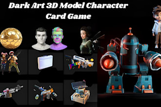 draw card game dark art 3d model character 3d cad game art rigging animation fix