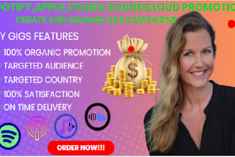 promote spotify music, audiomack, apple music through ads campaign