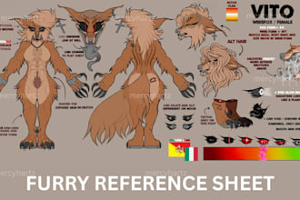 draw custom furry reference sheet, fursona, furry oc, or furry character art