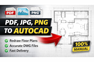 convert PDF, image or sketch into autocad dwg file professionally