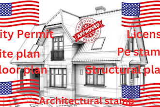 draw tx ca fl nj wy nyc architectural design review and pe stamp for approval