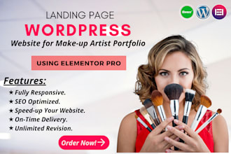 create a pixel perfect elementor website for makeup artist portfolio
